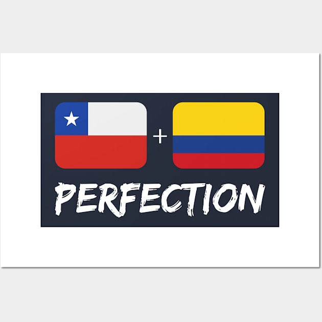 Chilean Plus Colombian Perfection Mix Flag Heritage Gift Wall Art by Just Rep It!!